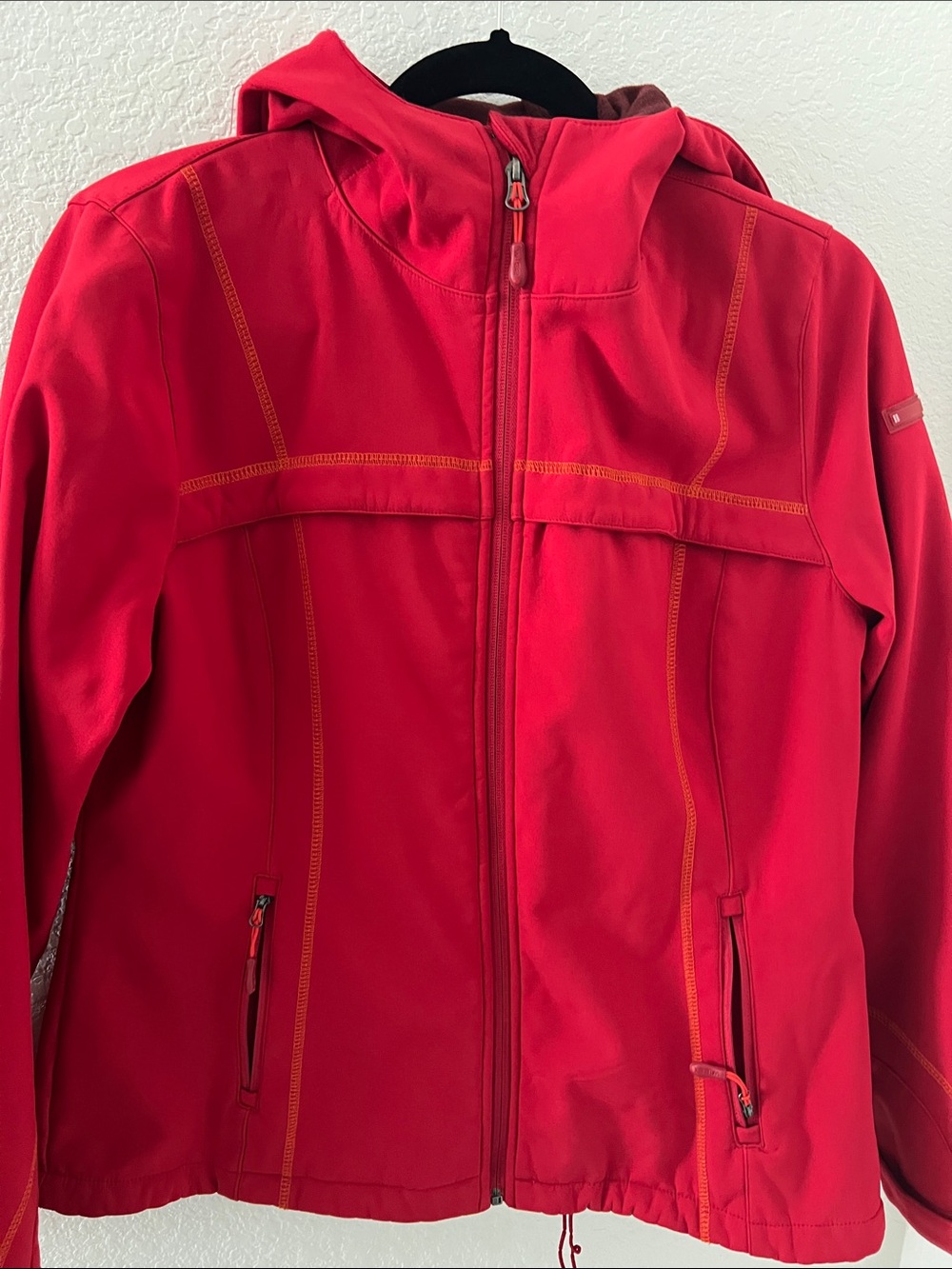 32 Degrees Red Utility Jacket with Orange Contrast Stitching